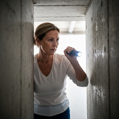 Image showing a homeowner checking for water leaks