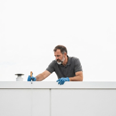 Image of a commercial waterproofing provider assessing a building