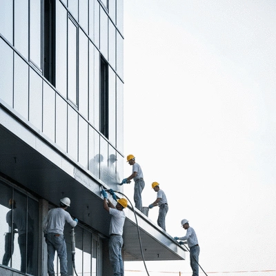 Image of waterproofing solutions being applied to a commercial building