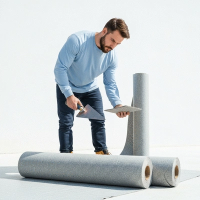 User inspecting waterproofing materials